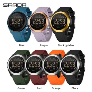 Montre de sport numérique étanche multifonctionnelle avec affichage LED en plusieurs couleurs