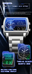 Détail de l'affichage numérique multifonction et du cadran quartz de la montre SAMDA