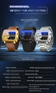 Spécifications techniques et trois styles de couleurs pour la montre SANDA double affichage