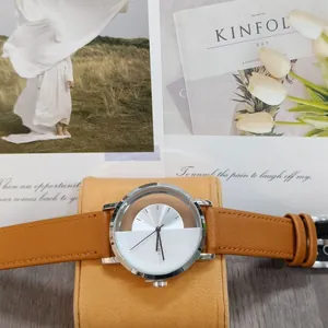 Close-up of TOMI unisex quartz watch with unique hollow semi-transparent dial design