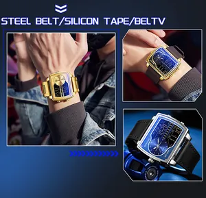 Vue détaillée de la montre SANDA pour hommes à double affichage avec options de bracelets variés.