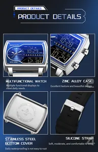 Détail de la montre quartz SAMDA pour homme à double affichage avec boîtier en zinc