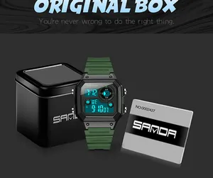 Wasserdichte quadratische SAMDA Digitale Sportuhr mit Metallbox und Zertifikat.