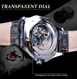 Gros plan du boîtier arrière transparent d'une montre mécanique automatique pour hommes