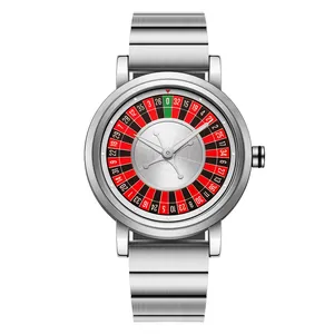 Gros plan d'une montre à quartz pour homme avec cadran roulette unique et bracelet argenté