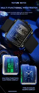 Vue détaillée de la montre homme SANDA à double affichage digital et quartz