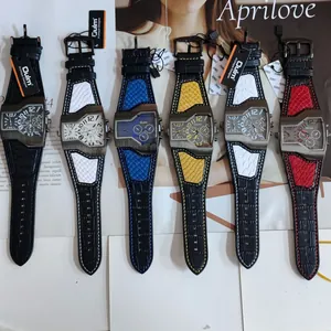Vari colori di orologi al quarzo Oulm da uomo con doppio fuso orario e cinturino