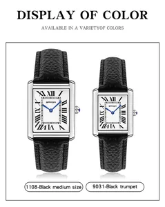 Close-up detail of SANDA watches with classic Roman numerals and black leather straps