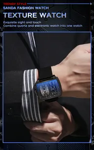 Détail de la montre de business SANDA pour homme, étanche avec double affichage