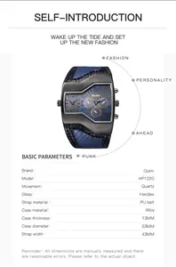 Specifiche complete dell orologio al quarzo da uomo Oulm con quadrante grande dual time