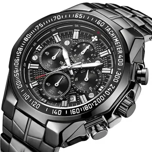 Montre à quartz de sport pour hommes WWOOR 8868 avec bracelet en acier noir mat