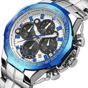 Montre à quartz de sport WWOOR 8868 homme avec bracelet acier et lunette tachymétrique