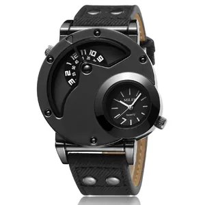 Reloj Deportivo de Moda MILER para Hombre Doble Pantalla Movimiento de Cuarzo Correa de Lona Caja de Aleación Reloj de Pulsera
