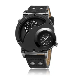 Reloj deportivo Miler negro para hombre con doble pantalla y tachuelas