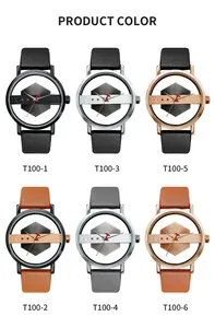 Gedetailleerde weergave van zes kleurvariaties van TOMI unisex skelet designerhorloges