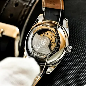 Premium automatisch mechanisch herenhorloge met skeletbodem en stalen kast