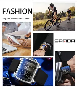 Détails de la montre Sanda multifonction à double affichage pour homme en divers décors