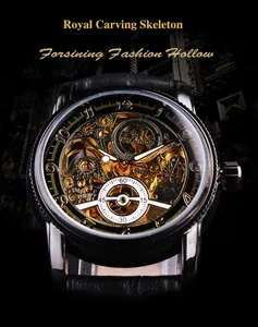 Intricate close-up of Forsining men's fashion skeleton automatic mechanical watch