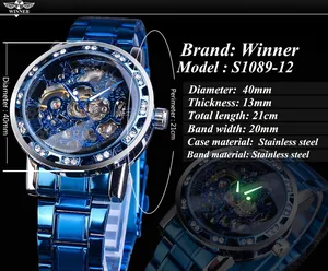 Spécifications de la montre mécanique Winner avec des aiguilles lumineuses