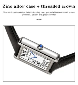 Close-up detail of SANDA quartz watch featuring zinc alloy case and blue gemstone crown