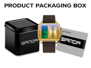 Montre homme Sanda double affichage avec boîte noire et carte d'authenticité