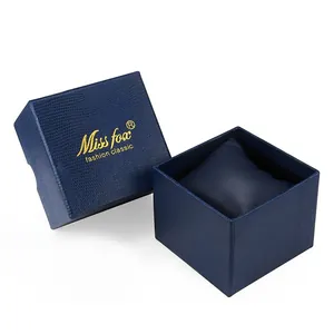 Scatola per Orologi Quadrata Confezione Interna in Finta Pelle Custodia Regalo Organizzatore Blu Marrone per Orologio da Polso Espositore