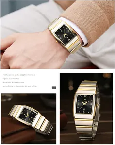 Detailansichten der WWOOR Herrenuhr in Gold und Silber mit Saphirglas-Zifferblatt