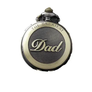 Klassische Bronze DAD Taschenuhr mit Gravur The Greatest Dad als Vatertagsgeschenk