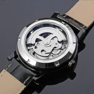Detailed close-up view of a transparent watch case back showing the complex mechanical movement.