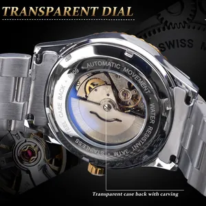 Vue détaillée de la montre automatique Forsining avec son fond de boîtier transparent