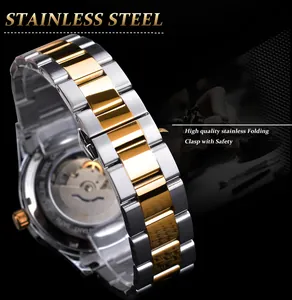 Détail du bracelet de montre bicolore en acier inoxydable avec boucle déployante de sécurité