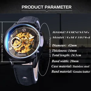 Spécifications techniques détaillées de la montre automatique squelette Forsining.