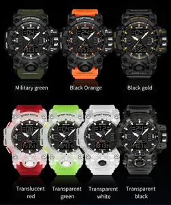 Vue détaillée des variantes de la montre de sport SANDA 6126 en sept couleurs vives