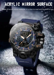 Vue détaillée de la surface miroir en acrylique durable de la montre SANDA 6126