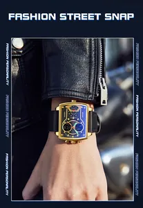 SANDA quadratische Sportuhr mit Totenkopf-Zifferblatt und Silikonarmband