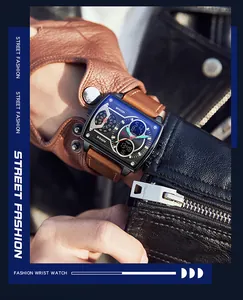 Detail der SANDA 6032 quadratischen Multifunktions-Digital-Sportuhr mit Lederarmband