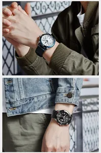 Montre à quartz Benyar élégante pour homme avec bracelet en cuir premium et cadran lumineux