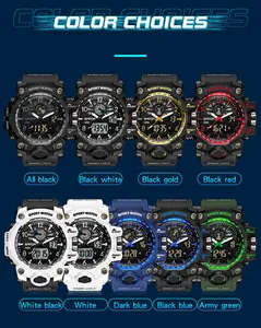 Collection de montres de sport robustes SANDA à double affichage en divers coloris