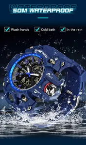 Détail de la montre de sport SANDA 50M étanche pour hommes avec boîtier robuste