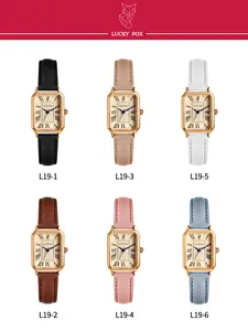 Elegante vintage rechthoekige horloges met gekleurde lederen bandjes en Romeinse wijzerplaat