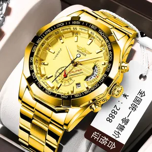 Winner 340 Homme Mode Décontracté Squelette Montre Mécanique Automatique Boîtier en Alliage de Luxe Bracelet en Cuir Acier Calendrier Montre-Bracelet