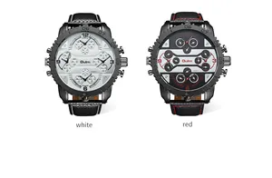 Montre à quartz Oulm pour homme avec quatre fuseaux horaires en blanc et rouge
