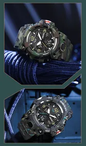 Vue macro détaillée des montres de camouflage tactique extérieur SMAEL à double affichage