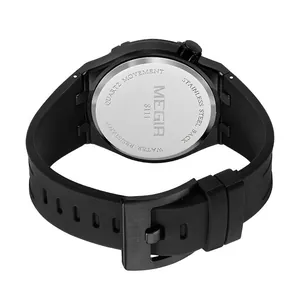 MEGIR men's waterproof quartz watch 8111 back view featuring stainless steel case back