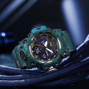 Montre de sport SMAEL tactique robuste étanche numérique analogique pour homme teal.