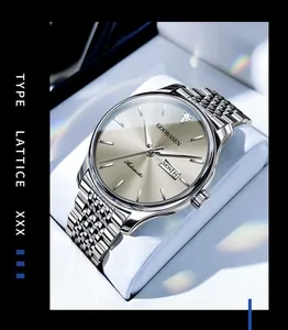 Reloj de lujo para hombre de estilo automático con día-fecha y correa de acero inoxidable