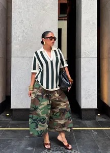 Modische Streetstyle Weite Camouflage-Cargohose für Damen mit übergroßer Passform