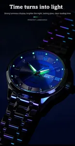 Detailed luminous dial view of a luxury men's diamond watch with glowing markers