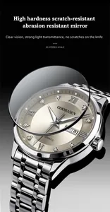 Detail of scratch-resistant high-hardness mirror on GOOBASEN men's automatic watch
