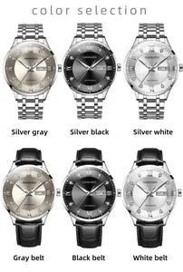 Detailed color selection for Goobasen luxury men's watches with leather and steel straps
